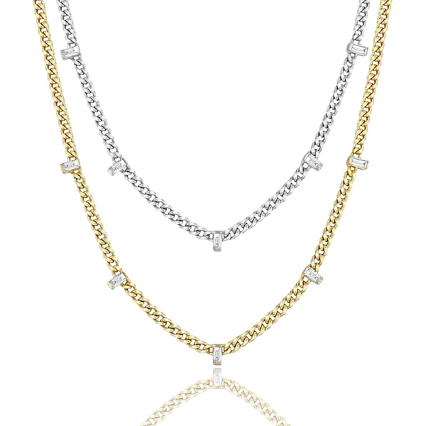 Baguette Curb Chain Necklace